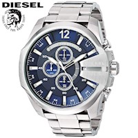 Reloj Diesel Mega Chief DZ4417 Fecha Cronometro Acero Inoxidable Dial Azul